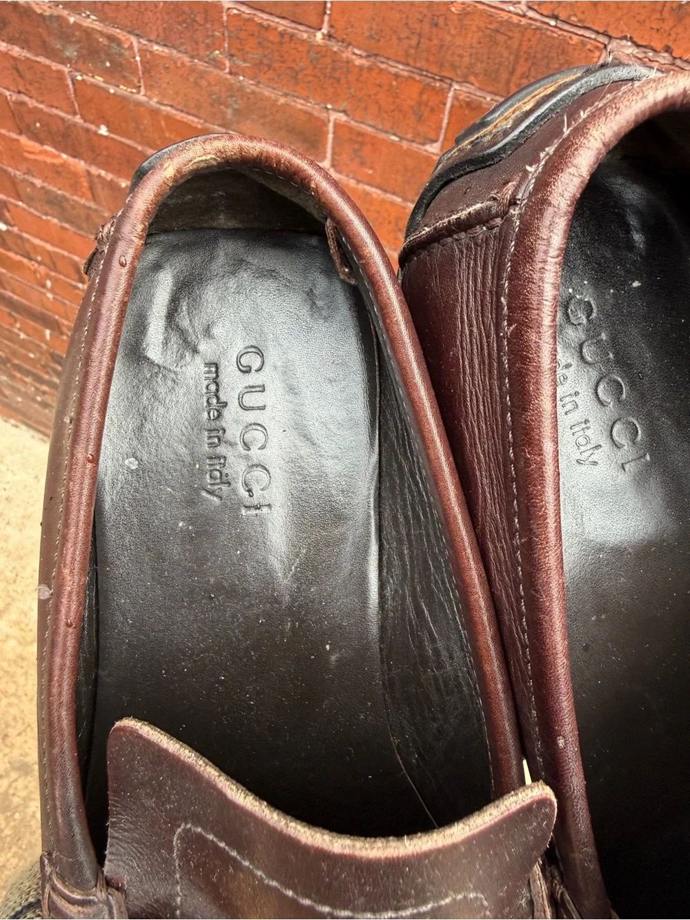 Gucci Brown Leather Horsebit Slip-On Loafers size 8